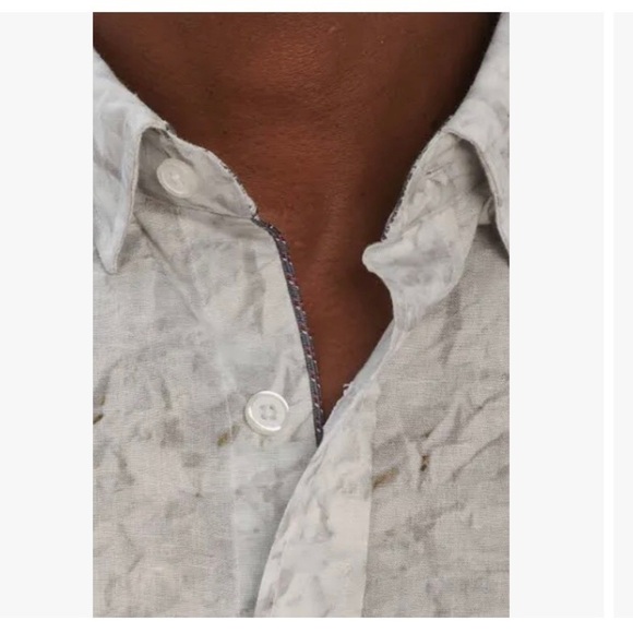 Robert Graham Marbella Short Sleeve Linen Blend Button-Up Shirt NWOT Plus Sz 3XL - Picture 6 of 16
